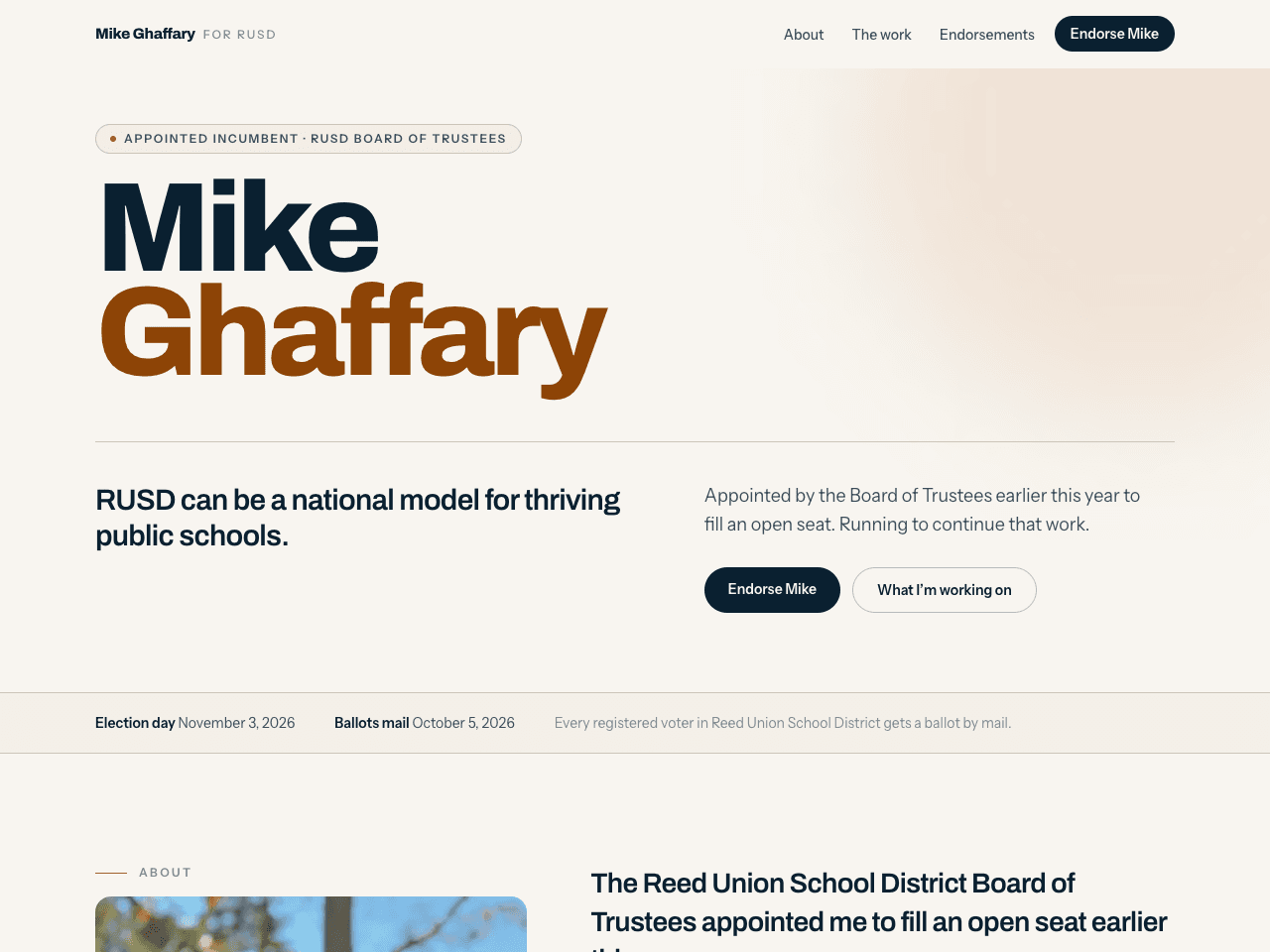 Ghaffary for School Board website
